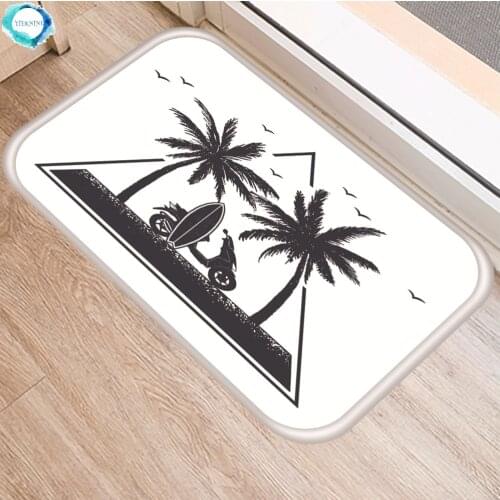 1PC 40x60cm Forest Moon Whale Pattern Anti-Slip Black White Carpet Door Mats Doormat Indoor Kitchen Room Floor Mat Rug