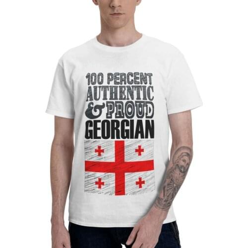 100 Percent Authentic And Proud Georgian T-shirt Men Novelty T Shirt Short Sleeve Georgian Patriotic Gift Tshirt 100% Cotton Tee