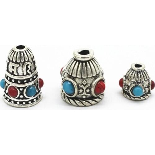 2 PCS Nepal Metal Copper Tibetan Silver Color Tassels Cap Bead Cap DIY Accessories For Jewelry Making