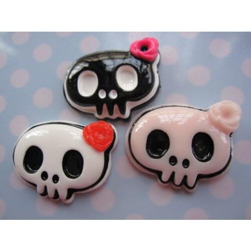 30pcs/lot kawaii flat back resin Halloween skull DIY resin cabochons accessories