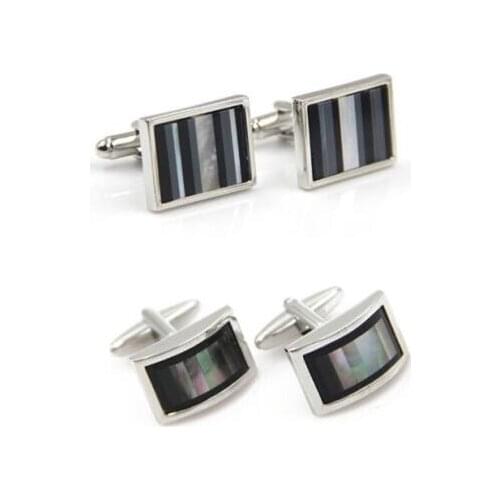 5pairs/lot Copper Sea Shell Cufflinks Rectangle/Arch Shape Shell Strip Cuff Links Business Style Cuff Button Mens Jewelry