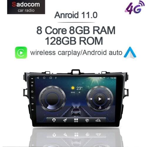 6GB+128GB Carplay 9" DSP Android 10.0 Car DVD Player Autoradio 4G LTE GPS Navi For Toyota Corolla E140/150 2006-2013 Radio