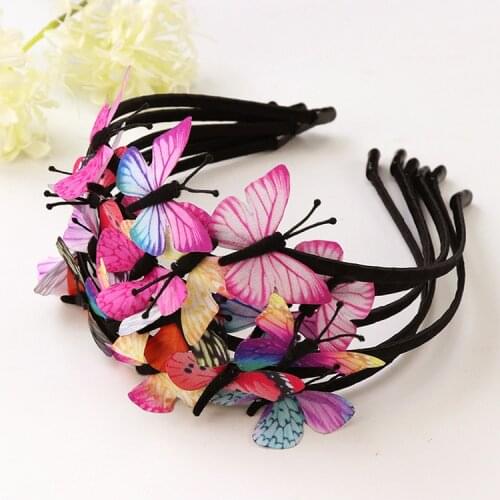 60pcs/lot DIY Simple Cartoon Simulation Butterfly Head Bands Princess Girls Hair Bands Hair Styling Tools Accessory HA1247