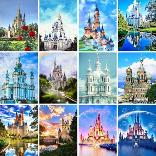 AZQSD Diamond Embroidery Castle Rhinestones Gift Diamond Painting Full Square Landscape Cross Stitch Handmade 5d Diy Home Decor