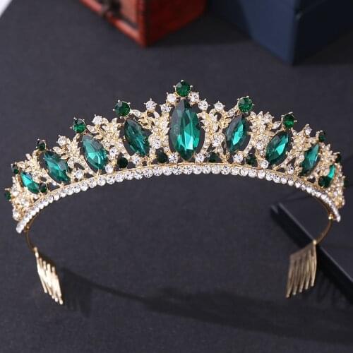 Baroque Vintage Gold Crystal Bridal Tiaras Crown with Combs Rhinestone Pageant Diadem Bride Headpieces Wedding Hair Accessories
