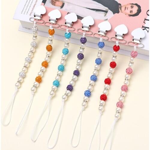0-3 Years Baby Soother Chain Boy Girl Plastic Beaded Pacifier Holder Clip Nipple Teether Dummy Strap Chain Kids Gifts 25CM Long
