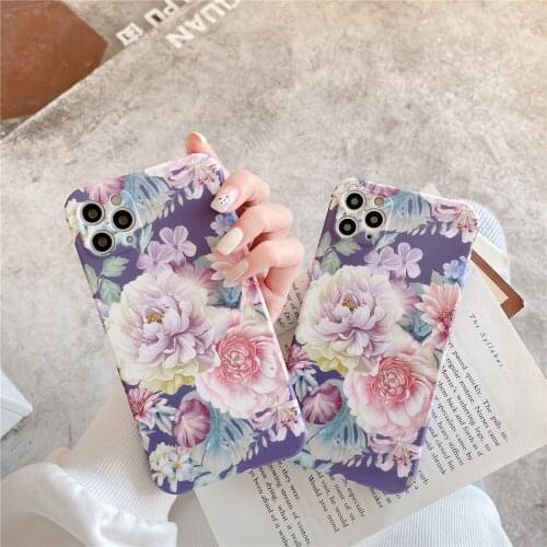 Retro Art Oil Painting Flower Phone Case For iPhone 12 Mini 11 Pro XS Max XR X 7 8 Plus Floral Liquid Silicone Back Cover Women