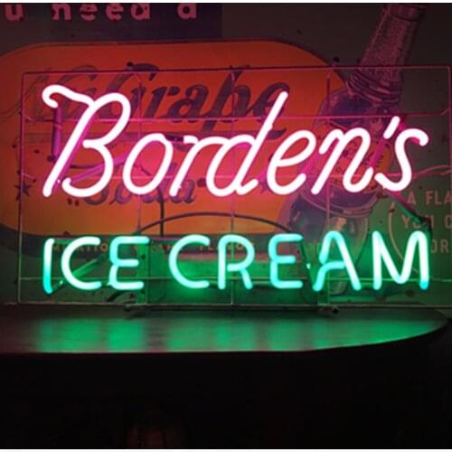 Decorative Light Ice Cream Borden Lamp Neon Bulb Light Home Room Beer Bar Lamp Enseigne Lumineuse Decorate Handmade glass Tube