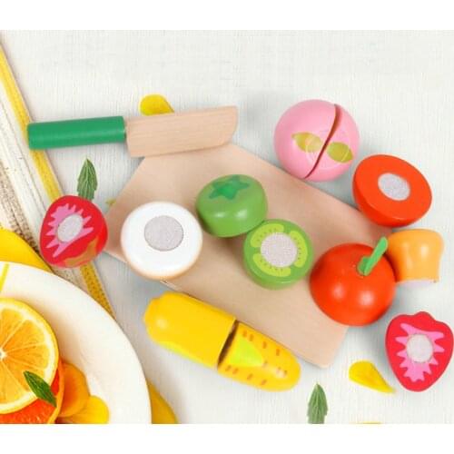 Fruit and Vegetables Cutting Game Children Pretend Play Kitchen Sets Wood Miniature Fake Food Educational Kids Wooden Toys Gift