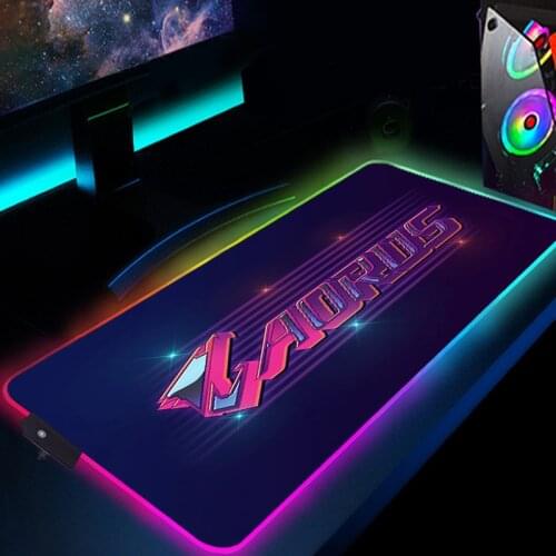 RGB Gaming Accessories Mouse Pad Gamer Mat Aorus Logo Desk Mat LED Anime Mousepad Large Computer Mausepad Xxl 900x400 Mouse Rugs