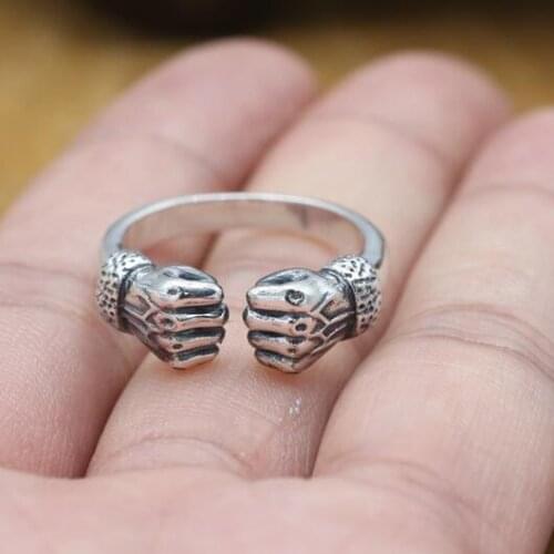 Vintage 925 Silver Fist Ring Real Sterling Silver Man Ring Pure Silver Hip-hop Jewelry Ring Adjustable