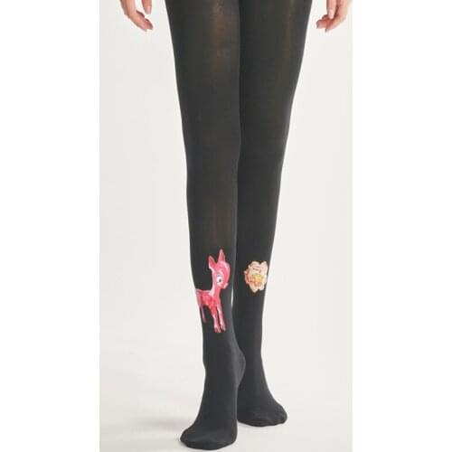 Cartoon Deer Print Pantyhose Plus Velvet Bottom Socks Winter Bodysuit Women Dropship Free Shipping