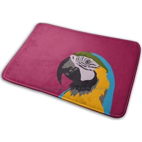 Blue & Gold Macaw Portrait Mat Rug Carpet Anti-Slip Bedroom Entrance Door Mat Macaw Blue Gold Yellow Zookeeper Geocreate Bird