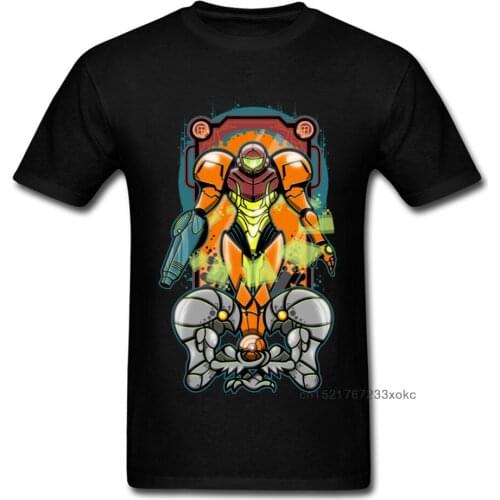 Cool Drawing Robot Warrior Cartoon Men Black T-shirt O-neck Short Sleeve Quality Cotton Tops & Tees Custom For Teenagers