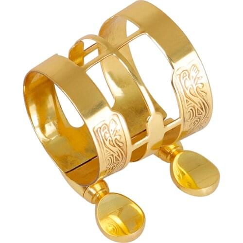 Brass Sax Saxophone Mouthpiece Cap Cover with Ligature Clamp for Tenor Saxophones