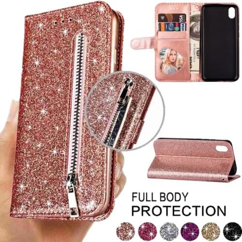 Fashion Glitter Leather Wallet Card Slots Flip Case Cover For Xiaomi Redmi Note 9 Pro Max 8 7 Pro 9 SE CC9 POCO X2 7A 8A A3 Lite