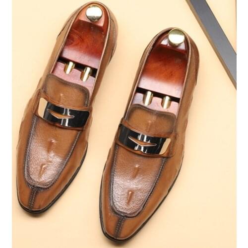 Mens Formal Shoes British Sequined Genuine Leather Dress Oxford Shoes Wedding Business Office Shoes Slip On Zapatos De Hombre