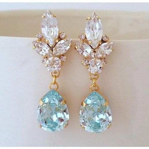 2021 New Wedding Engagement Water Drop Earrings White And Blue Dangle Earrings For Women Party Daily Anniversary Gifts