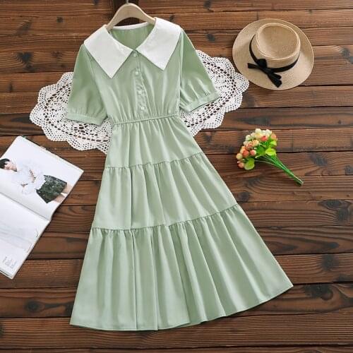 2020 new arrival cute sweet dress mori girl summer fashion short sleeve solid dress