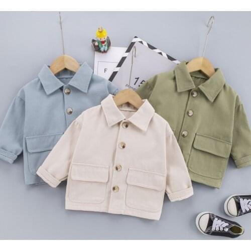 Girls Autumn Korean Fashion Top 2021 New Spring and Autumn Tooling Type Boys Lapel Coat Toddler Girls Clothes Baby Coat