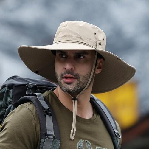 Men Multifunctional Bucket Hat Wide Brim Sun UV Protection Outdoor Hat Polyester Packable Quick Dry Fishing Hat for Fishing