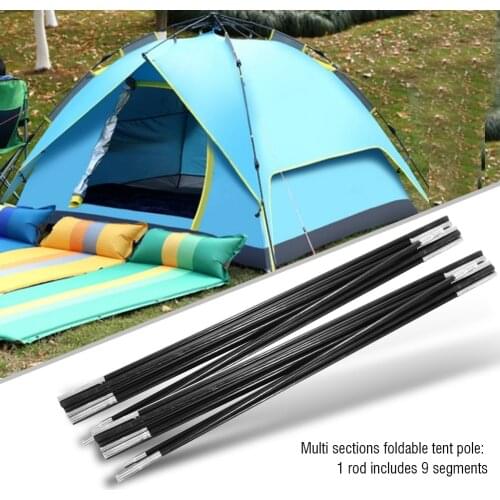Portable Foldable 4.9M Fiberglass Camping Tent Pole Bars Outdoor Support Rods Awning Frames Kit anti-rust Tent Pole