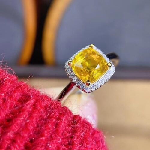 Birthday Gift Jewelry 100% Natural and real Yellow sapphire ring 925 sterling silver Fine handworked Ring