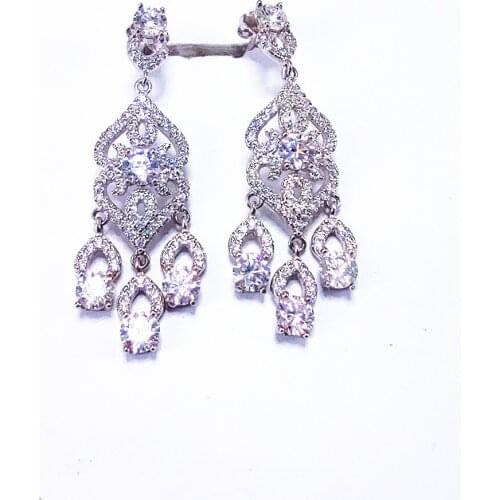 KJJEAXCMY Fine Jewelry 925 Sterling Silver Moissan Diamond Ladies Stud Earrings Free Appraisal Certificate Tassel Water D