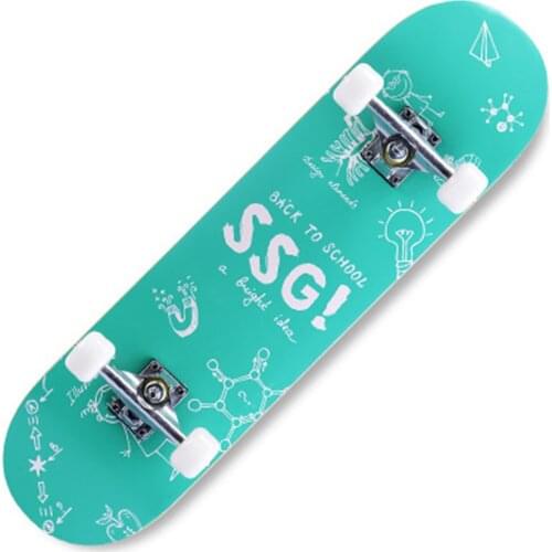 BZ Double Rocker Skateboards 80cm/31.5in Abec-7 Bearing Complete Standard Skate 95A PU Shock Absorption Maple Skateboard