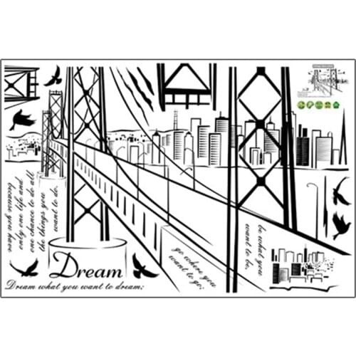 Modern Design Waterproof PVC Tall Buildings Wall Stickers DIY Sketch Design Home Living Room TV Background Decoration