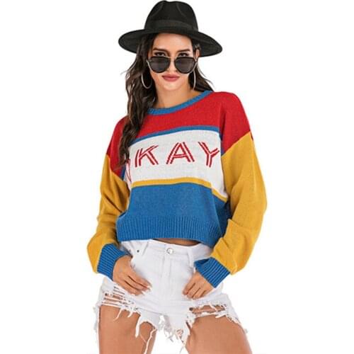 Женские Cвитера Mujer Suéteres Woman Sweaters Women Pull Femme Oversized Sweater Jersey Mujer Patchwork Dropshipping Streetwear