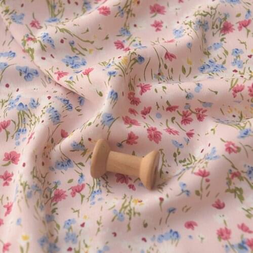High quality imitation hemp Chiffon tissu Pink and blue branches tissus Summer dress shirt baby clothes handmade DIY fabric