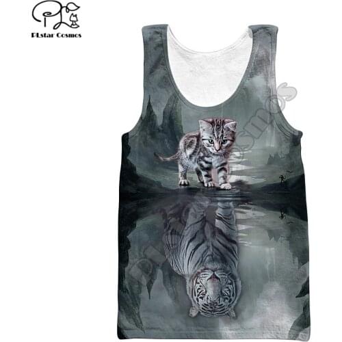 PLstar Cosmos Beautiful Tiger Streetwear Hot Summer 3D Printed Casual Sleeveless Unisex Animal Tank Top Vest Men/Women Style-33