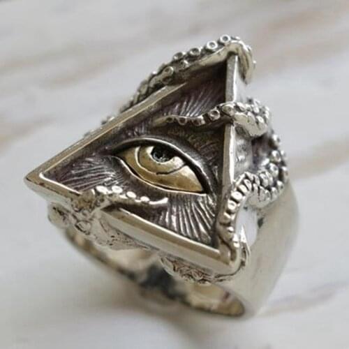 Unique Personality Triangle Silver Color Rings Exaggeration Octopus Tentacles Anniversary Holiday Gifts Jewelry