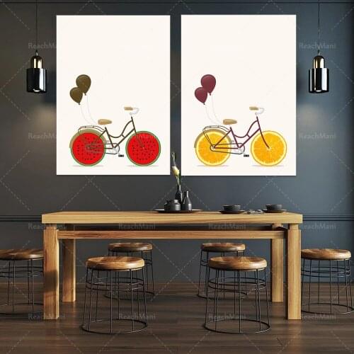 Cyclisme avec Fruit_The Print_Wall Art_Home Decor_Orange_Melon__Kitchen Art_Birthday Art_Birthday Print_Bike Lovers_Gift pour lu