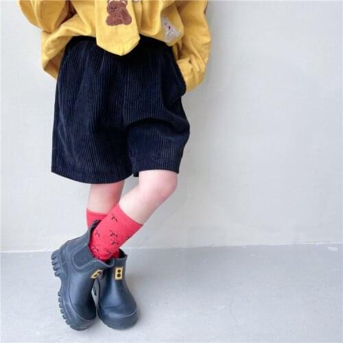 Corduroy British Style Shorts for Boys and Girls Fashion Formal Shorts for Kids Pants Childrens Clothing Shorts with High Waist