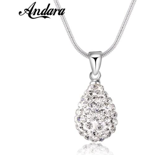 925 Silver Jewelry Czech Diamond Water Drop Pendant 925 Silver Necklace For Woman Wedding Wedding Gift