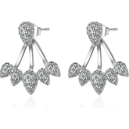 New Arrival 925 Sterling Silver Fashion Shiny Cz Zircon Flower Female Wedding Gift Ladies`stud Earrings Jewelry Wholesale