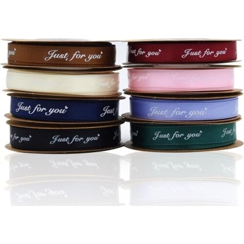 10m 1cm printed ribbon just for you cake box bouquet packing material ribbon color Flower gift packaging wedding ribbon