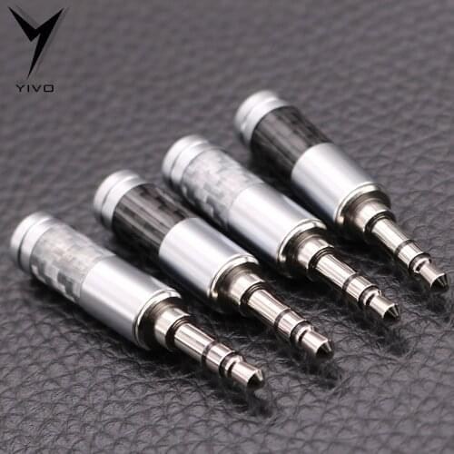 10pcs HiFi DIY Hi-end White Black Carbon Fiber 3.5 1/8" headphone earphone 3.5mm audio mini jack stereo Plug for 6mm max cable
