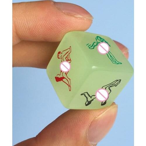 2 PCS 6 Side Erotic Luminous Dice Couples Sex Toys BDSM Guide Humour Party Adult Games Night Lights Luminous Dice Sex Toy