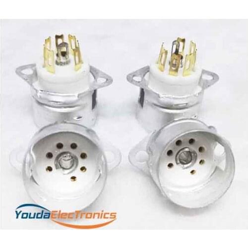2pcs GZC7-F-B-G 7PIN B7A Gold plated Vacuum Tube Sockets with Shield For 6Z4 6J1 6J2 6J5 6X4