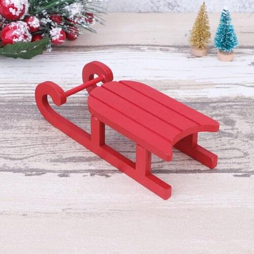 2 Pcs Creative Christmas Sleigh Ornament Hemp Rope Wooden Adornment Desktop Ornament for Home Office (Red)