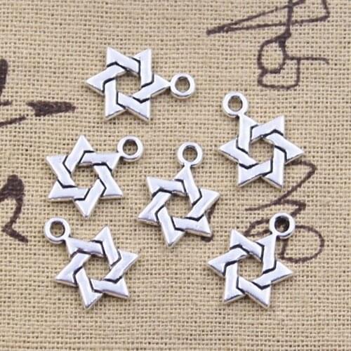 20pcs Charms Star Of David Shield 17x12mm Antique Silver Color Pendants Making DIY Handmade Tibetan Finding Jewelry