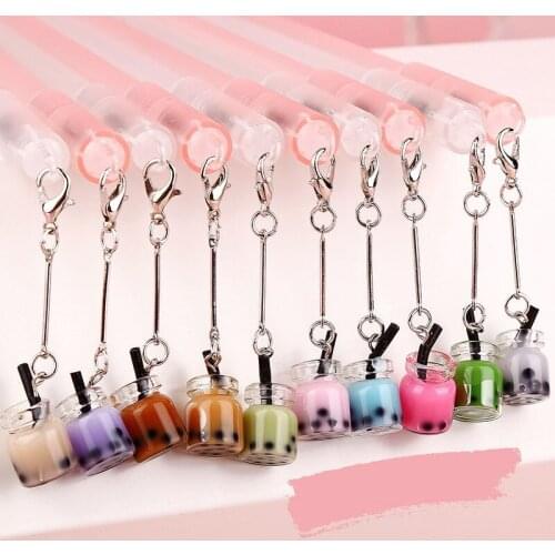 40 pcs/lot Creative Milk tea Pendant Gel Pen Cute 0.5mm black ink Neutral Pen School writing Supplies Promotional Gift