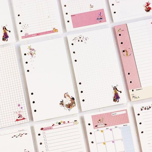 45sheet/book A5 A6 Loose Leaf Notebook Refill Spiral Binder Dairy Weekly Monthly Plan To Do Line Dot Grid Inner Page Paper