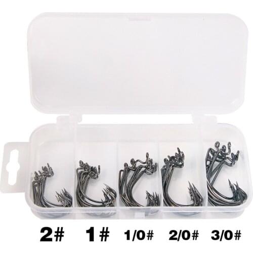 50Pcs/set High Carbon Steel Fishhooks Set Soft Bait Hook Jig Barbed With Hole For Fishing Tackle Accessories