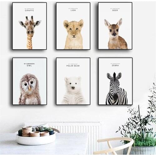 Abstract Cartoon Anmial Scandinavian Canvas Painting Minimalist Posters and Print Wall Picture For Kids Nursery Room Wall Murals