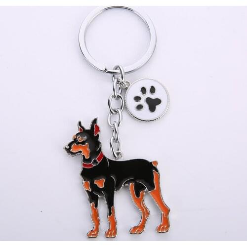 Dobermann dog pendant key chains for men women bag charms car keychain metal key ring holder jewelry gift Lovely Animal Key