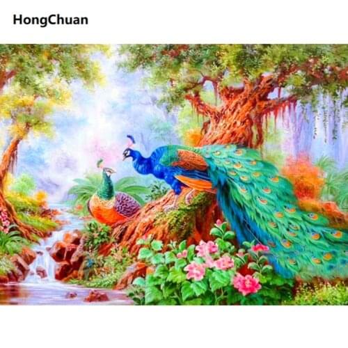 Fast delivery couple peacock mural 5D DIY round/square diamond painting embroidery mosaic cross stitch home decoration new year